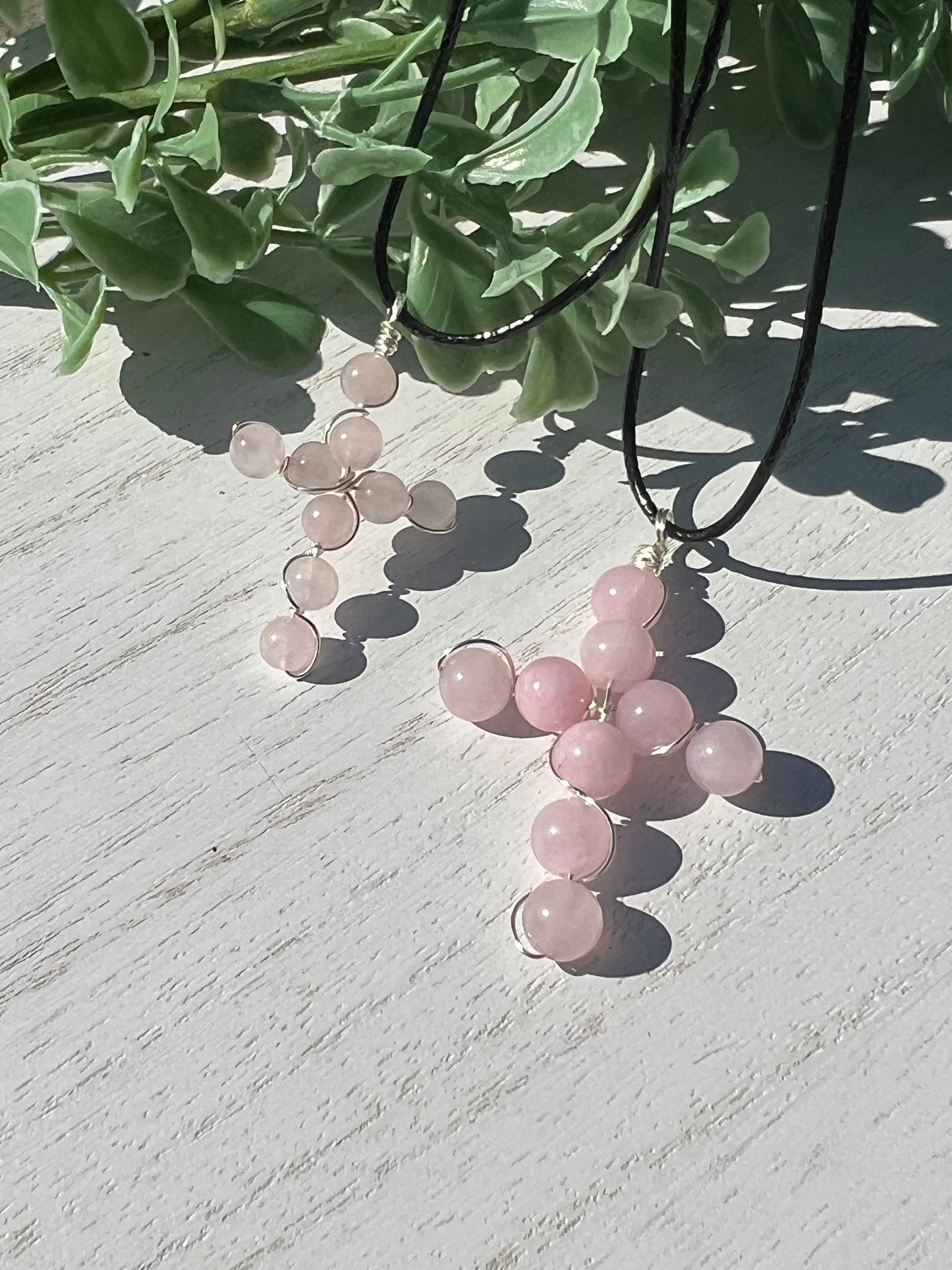 Rose Quartz Cross Small