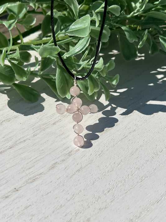 Rose Quartz Cross Small